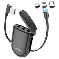 Дата кабель Hoco S50 Magnetic 3in1 Lightning-microUSB-Type-C (1m) Черный