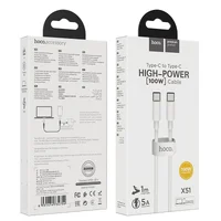 Дата кабель Hoco X51 "High-power" Type-C to Type-C 100W (1m) Белый