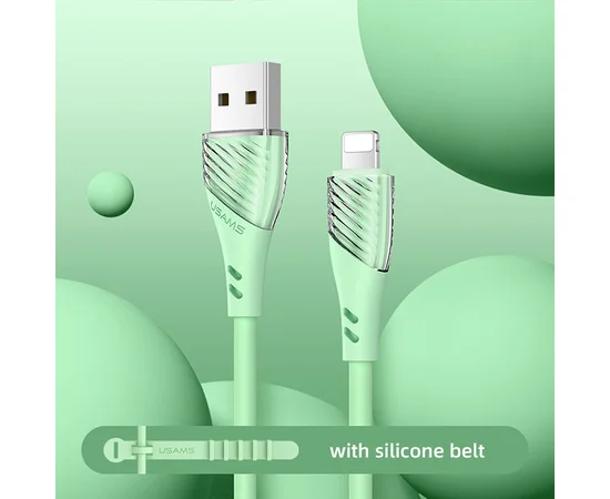 Дата кабель Usams US-SJ493 U65 Liquid Silicone USB to Lightning 3A 1m Зеленый
