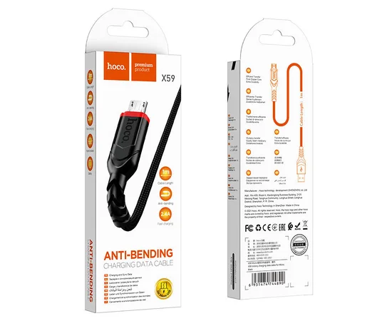 Дата кабель Hoco X59 Victory USB to MicroUSB (1m) Черный