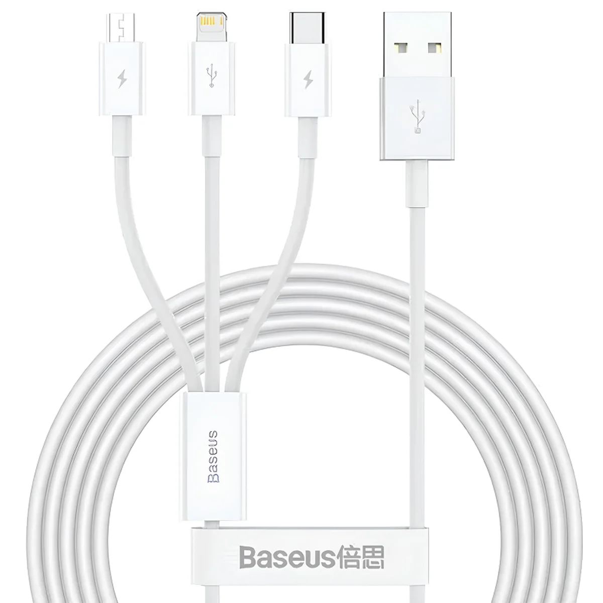 Дата кабель Baseus Superior Series USB to MicroUSB-Lightning-Type-C 3.5A (1.5m) (CAMLTYS) Stellar White