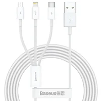 Дата кабель Baseus Superior Series USB to MicroUSB-Lightning-Type-C 3.5A (1.5m) (CAMLTYS) Stellar White