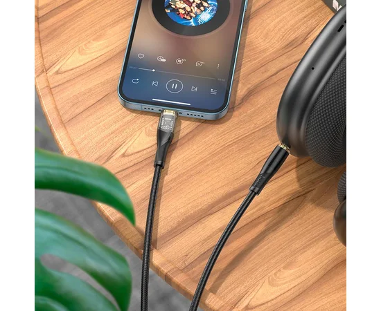 Аудио кабель Aux Hoco UPA25 (AUX 3.5 to Lightning) (1m) Black