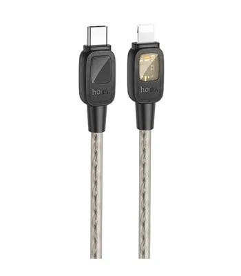 Дата кабель Hoco U124 Stone silicone Power-off Type-C to Lightning Black