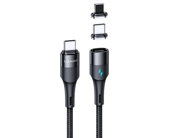 Дата кабель Usams US-SJ507 U66 Magnetic Type-C to Lightning 20W + Type-C 60W (2m) Черный