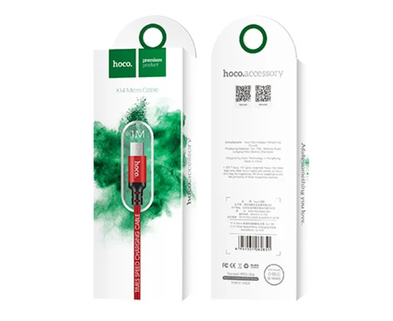 Дата кабель Hoco X14 Times Speed Micro USB Cable (1m) Красный