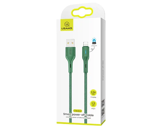 Дата кабель USAMS US-SJ425 U-Bob Series USB to Lightning Smart Power-off Cable (1.2m) Зеленый