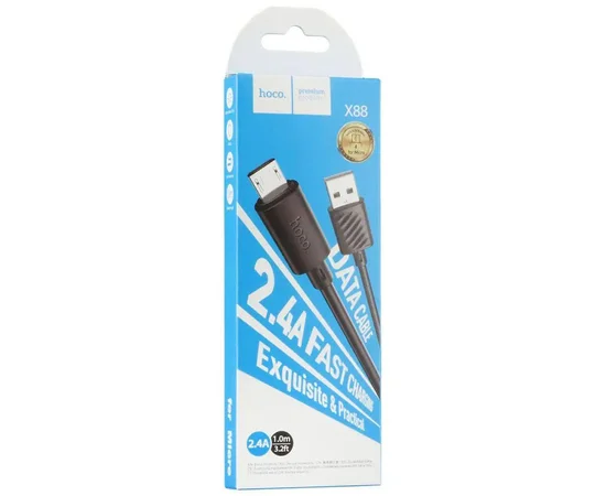 Дата кабель Hoco X88 Gratified USB to Micro-USB (1m) Black