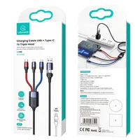 Дата кабель Usams US-SJ549 U71 USB + Type-C для Triple Head 3in1 (1.2m) Black