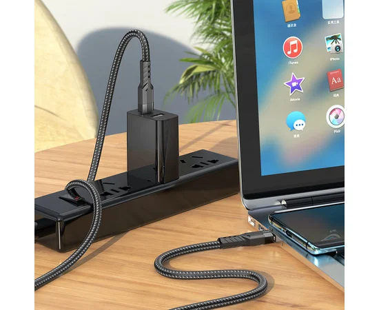 Дата кабель Hoco U110 charging data sync Type-C to Type-C 60W (1.2 m) Черный