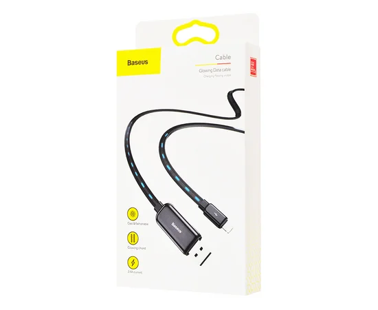 Дата кабель Baseus Glowing Data Lightning Cable (1m) Черный