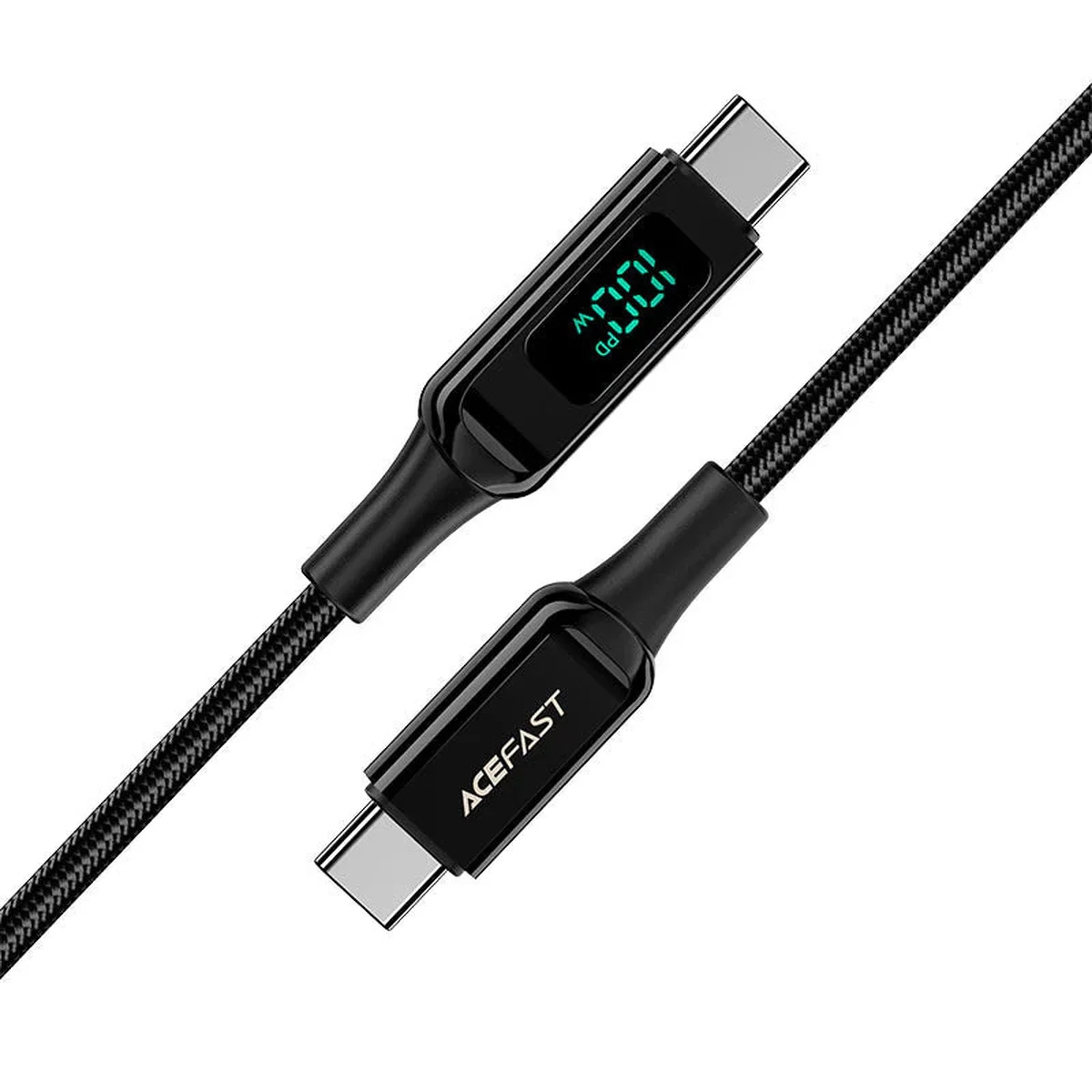 Дата кабель Acefast C6-03 USB-C to USB-C 100W zinc alloy digital display braided (1m) Black