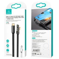 Дата кабель USAMS US-SJ584 Type-C to Type-C PD 100W Right-angle (1.2m) Black