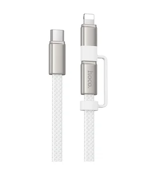 Дата кабель Hoco X125 Surplus 2in1 Type-C to Lightning/Type-C 60W (1m) White