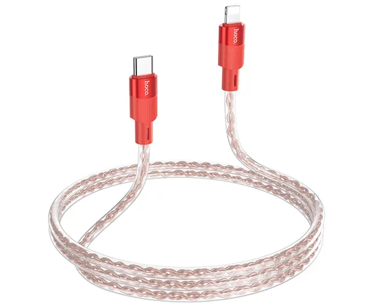 Дата кабель Hoco X99 Crystal Junction PD 27W Type-C to Lightning (1.2m) Red