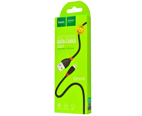 Дата кабель Hoco X27 Excellent Charge Lightning Cable 2.4A (1.2m) Черный