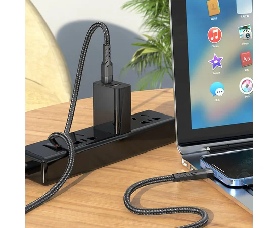 Дата кабель Hoco U110 charging data sync Type-C to Lightning (1.2 m) Черный