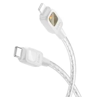 Дата кабель Hoco U124 Stone silicone power-off Type-C to Lightning Gray