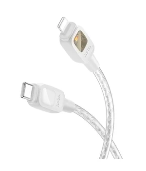 Дата кабель Hoco U124 Stone silicone power-off Type-C to Lightning Gray