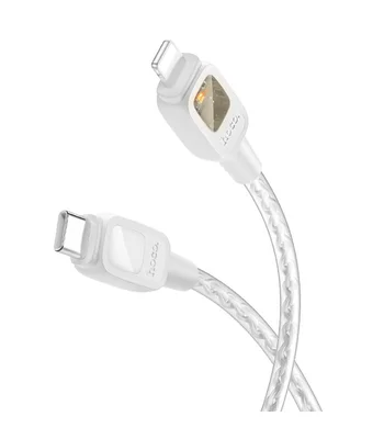 Дата кабель Hoco U124 Stone silicone power-off Type-C to Lightning Gray