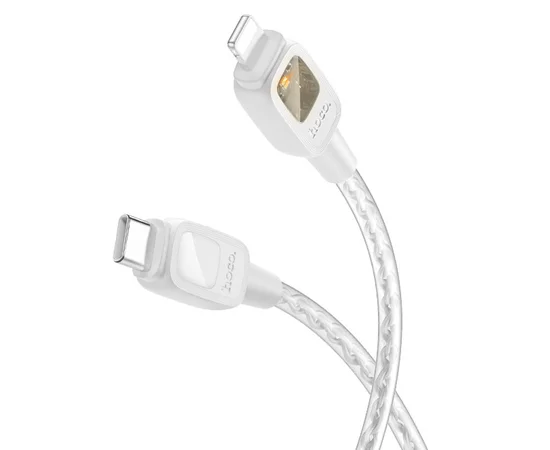 Дата кабель Hoco U124 Stone silicone power-off Type-C to Lightning Gray