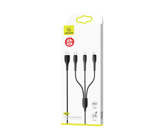 Дата кабель Usams US-SJ374 U38 3IN1 Charging Cable 1m Черный