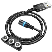 Дата кабель Hoco DU42 Magnetic 3in1 Lightning-microUSB-Type-C (1m) Черный