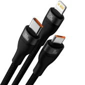 Дата кабель Baseus Flash Series 2 USB to MicroUSB-Lightning-Type-C 100W (1.2m) (CASS03000) Black
