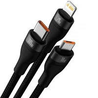 Дата кабель Baseus Flash Series 2 USB to MicroUSB-Lightning-Type-C 100W (1.2m) (CASS03000) Black