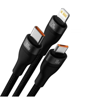 Дата кабель Baseus Flash Series 2 USB to MicroUSB-Lightning-Type-C 100W (1.2m) (CASS03000) Black