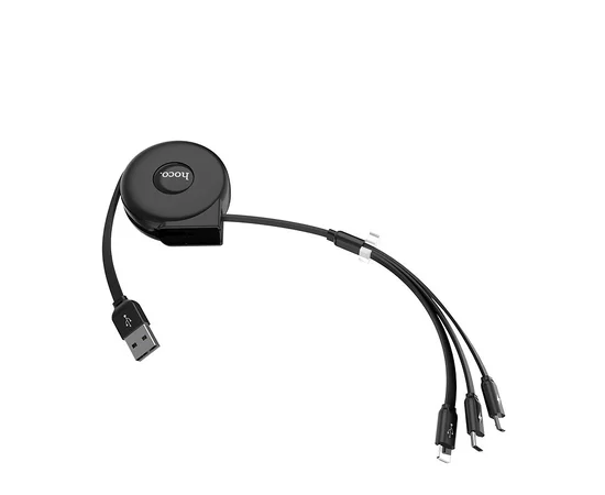 Дата кабель Hoco U50 3in1 Lightning-microUSB-Type-C (1m) Черный