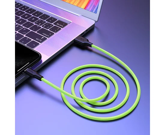 Дата кабель Hoco X21 Plus Fluorescent Silicone Lightning Cable (1m) Зеленый