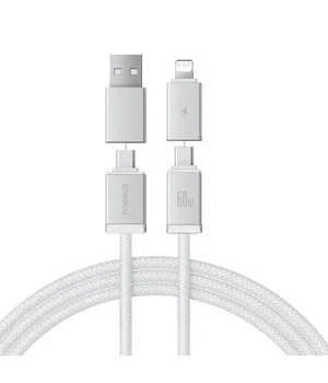 Дата кабель Baseus Versatile Two-for-Two USB/Type-C to Type-C/Lightning 60W (2m) (P10383000) Moon White