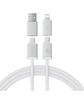 Дата кабель Baseus Versatile Two-for-Two USB/Type-C to Type-C/Lightning 60W (2m) (P10383000) Moon White