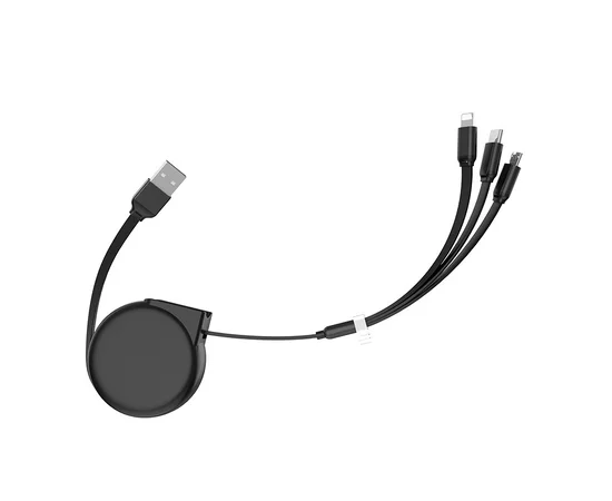 Дата кабель Hoco U50 3in1 Lightning-microUSB-Type-C (1m) Черный