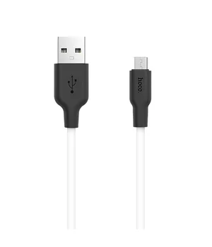 Дата кабель Hoco X21 Plus Silicone MicroUSB Cable (1m) Черный / Белый