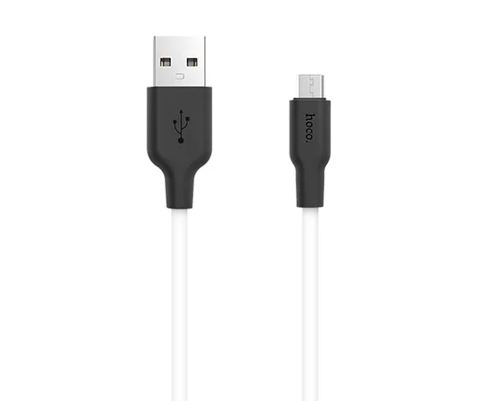 Дата кабель Hoco X21 Plus Silicone MicroUSB Cable (1m) Черный / Белый