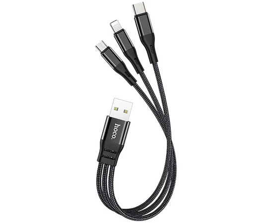 Дата кабель Hoco X47 "Harbor" 3in1 lightning-microUSB-Type-C (1m) Черный