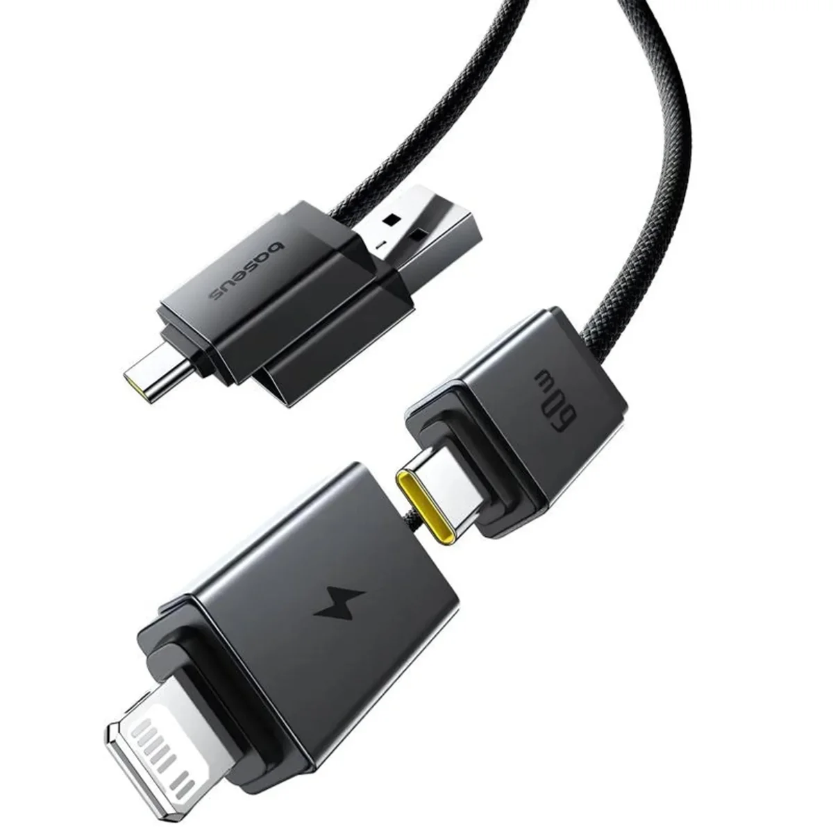 Дата кабель Baseus Versatile Two-for-Two USB/Type-C to Type-C/Lightning 60W (1m) (CB000162) Cosmic Black