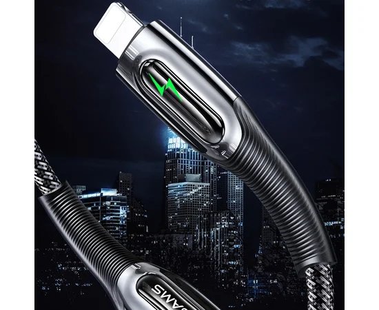 Дата кабель USAMS US-SJ470 Raydan Series USB to Lightning Smart Power-off Cable (2m) Черный