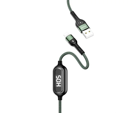 Дата кабель Usams US-SJ423 U48 Digital Display USB to Lightning (1.2m) Зеленый