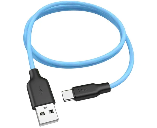 Дата кабель Hoco X21 Plus Fluorescent Silicone Type-C Cable (1m) Голубой