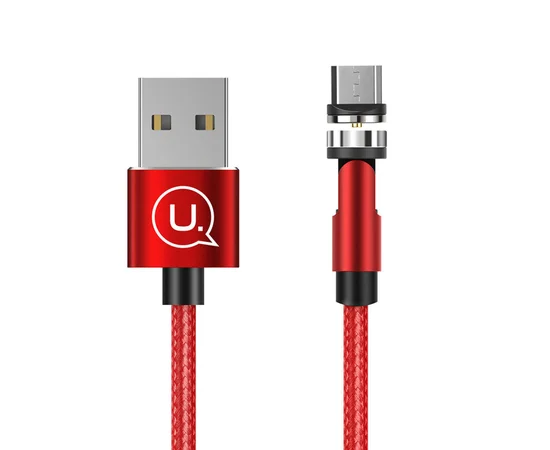 Дата кабель USAMS US-SJ474 U59 MicroUSB Rotatable Magnetic (1m) Красный