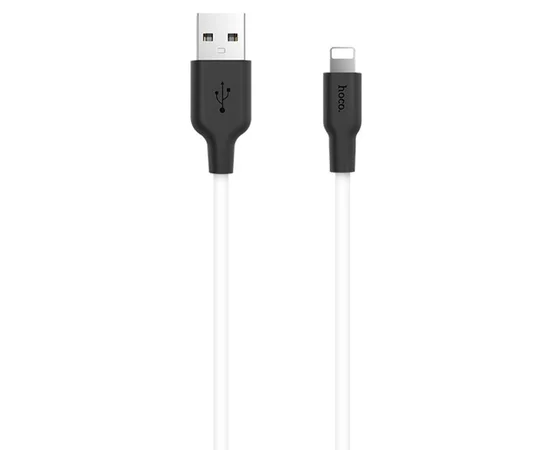 Дата кабель Hoco X21 Plus Silicone Lightning Cable (1m) black_white