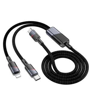 Дата кабель Hoco U139 Type-C to Lightning/Type-C 100W (1.2m) Black