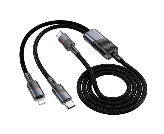 Дата кабель Hoco U139 Type-C to Lightning/Type-C 100W (1.2m) Black