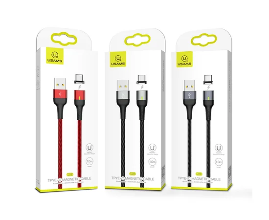 Дата кабель USAMS US-SJ326 U28 Magnetic USB to Lightning (1m) (2.4A) Черный