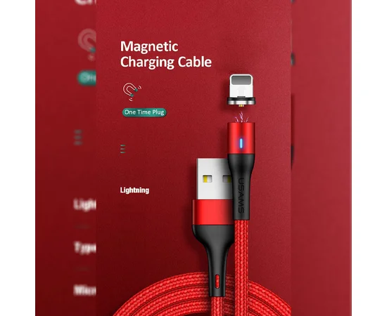 Дата кабель USAMS US-SJ333 U29 Magnetic USB to Lightning (1m) Красный