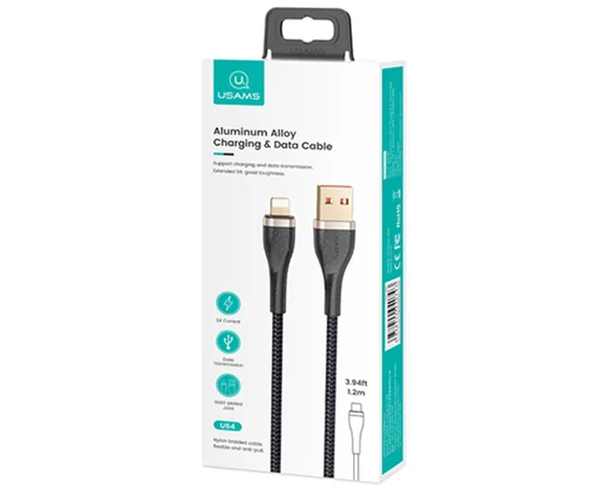 Дата кабель Usams US-SJ487 U64 Aluminum Alloy USB to Lightning 1.2m Черный