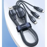 Дата кабель Usams US-SJ515 U73 3IN1 Aluminum Alloy Cable 1.2m Синій